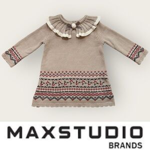 Max‎ Studio Baby Holiday Sweater Dress, Size 12M, MSRP $30